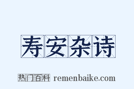 寿安杂诗是什么意思的图片
